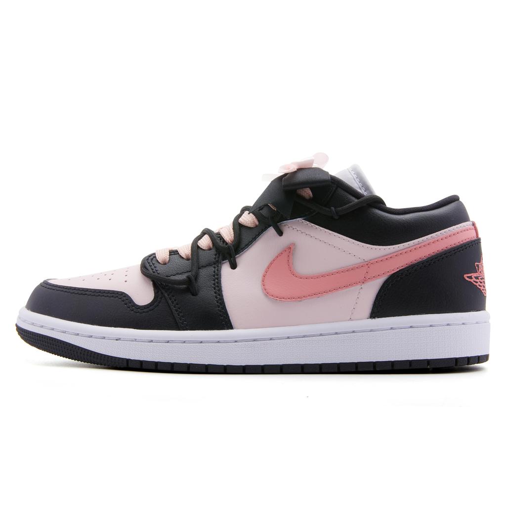 Jordan Air Jordan 1 Slip Resistant Abrasion Resistant Low top Vintage Basketball Shoes Women's Black Pink DC0774-101(Team44-B)