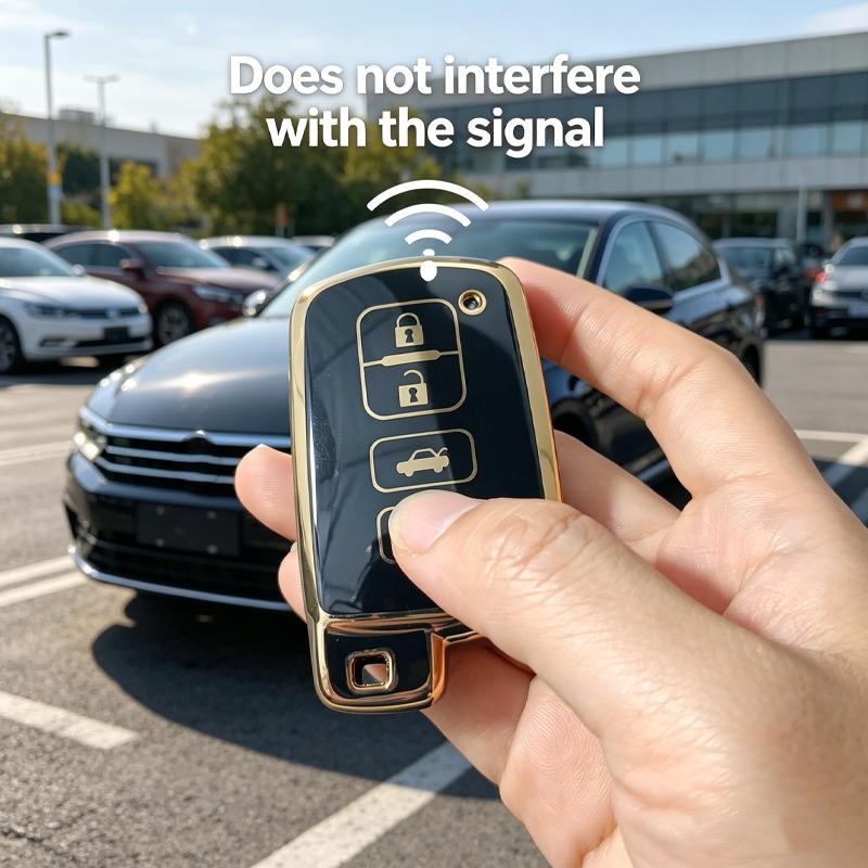 Gold Edged Tpu Fit For Toyota Camry Corolla Rav4 Highlander Avalon 4 Button Smart Auto Key Fob Cover Case Mount Key Ring Auto Accessories