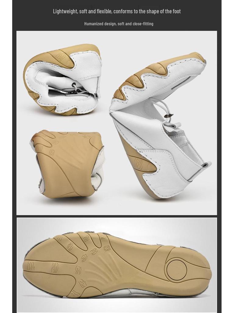 Men's Plus Size Genuine Leather Soft White Sports Shoes