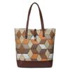 Vintage Large Capacity Tote Bag Color Block Women Shoulder Bag Patchwork Handbag