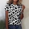Fashion Women's Printed Basic Shirt Round Neck Short Sleeve High Neck Fashion T-shirt Polyester Fiber Round Neck Short Sleeve