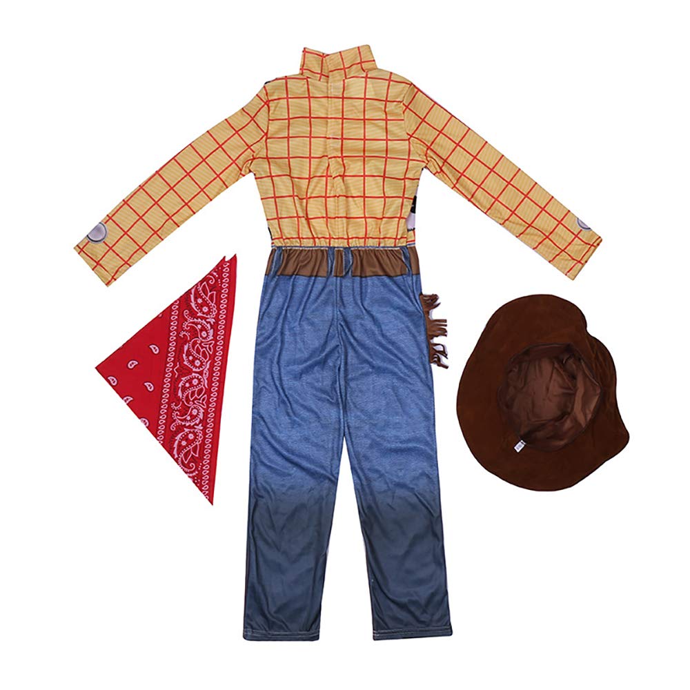 S&C Live cosplay Halloween Costume, Kids' Woody Costume for Boys, with Cowboy Hat, Bandana, and Yellow Floral Woody Costume, Perfect for Halloween,