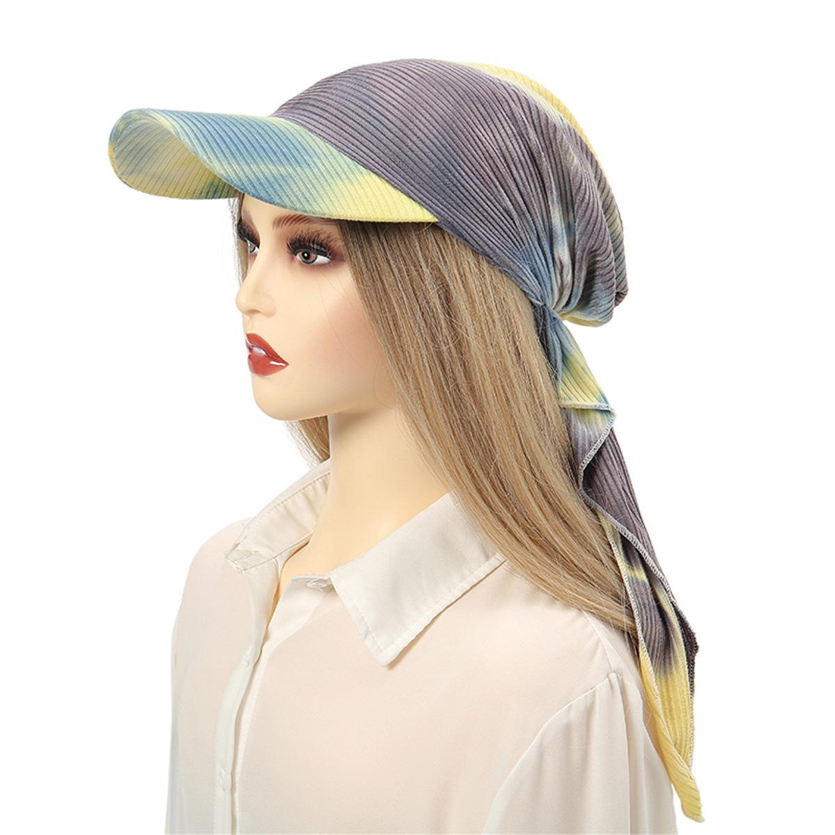 JYL TS DIY Шестиугольная Мусульманская Тюрбанная Шляпа Женская Плиссированная Кепка Полиэстер yellow+sapphireblue серый спаржа