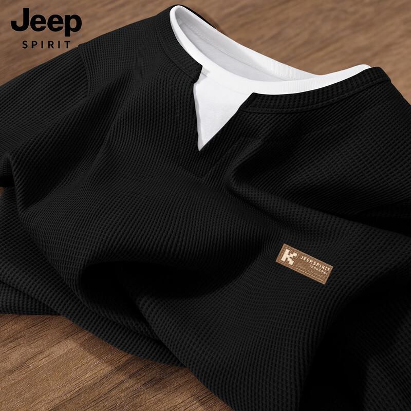 JEEP SPIRIT Men s Waffle Faux Two-Piece Long Sleeve T-Shirt M