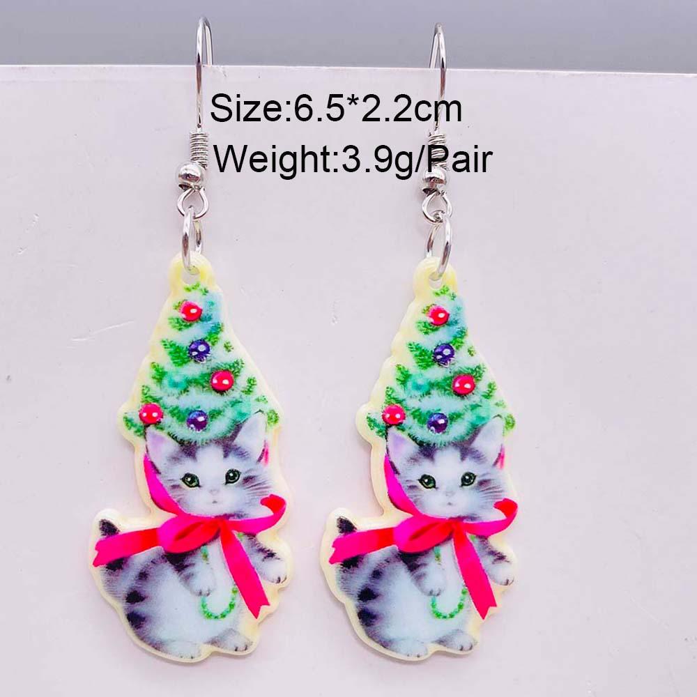 Santa Chihuahua & Kitten Christmas Earrings - European & American Holiday Ornaments