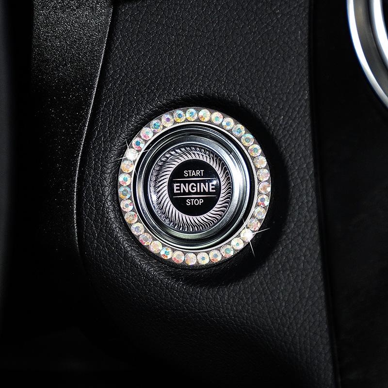 Fashionable Rhinestone Ignition Switch Decorative Ring for Women