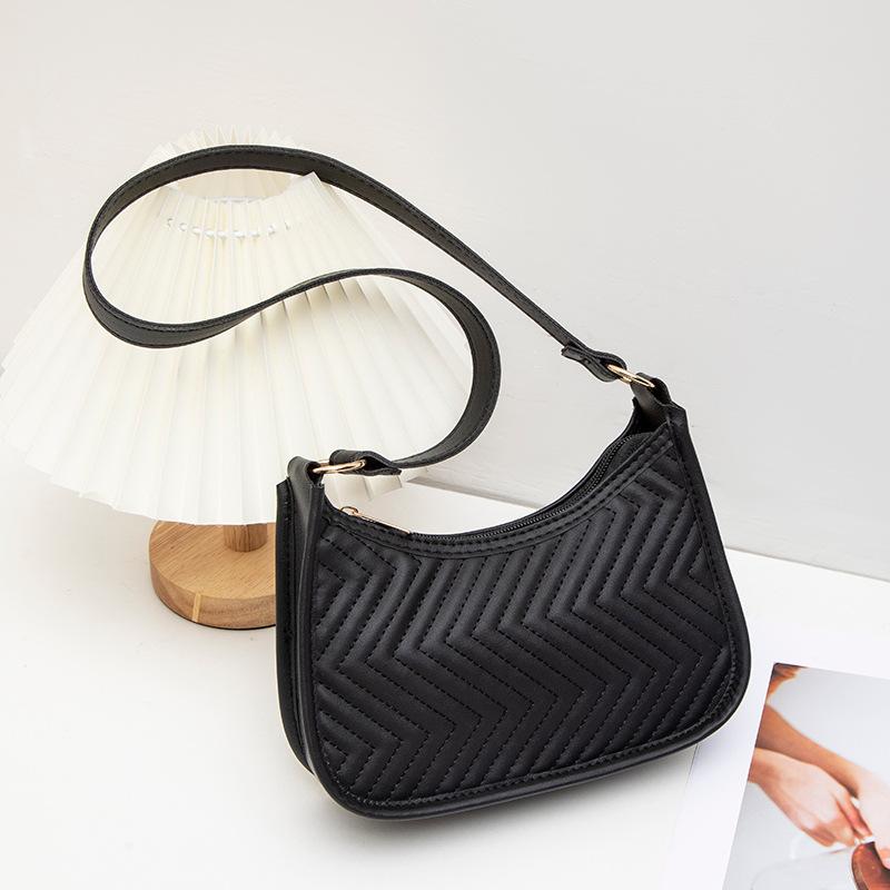 Women's Bag Simple Embroidered Armpit Bag Fashionable Versatile Casual Shoulder Bag