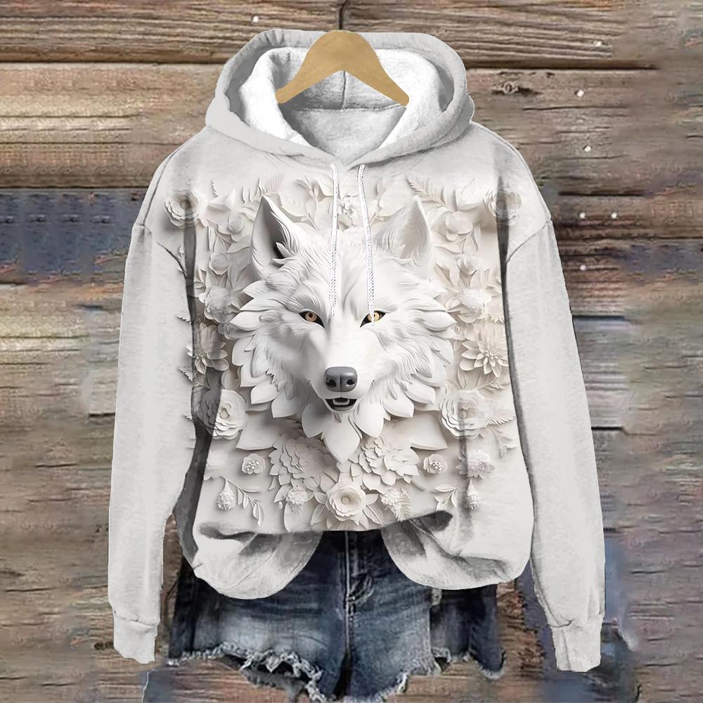 Скульптура лошади Дизайнерская женская толстовка без карманов Осень/Зима Модная уличная — фото 3