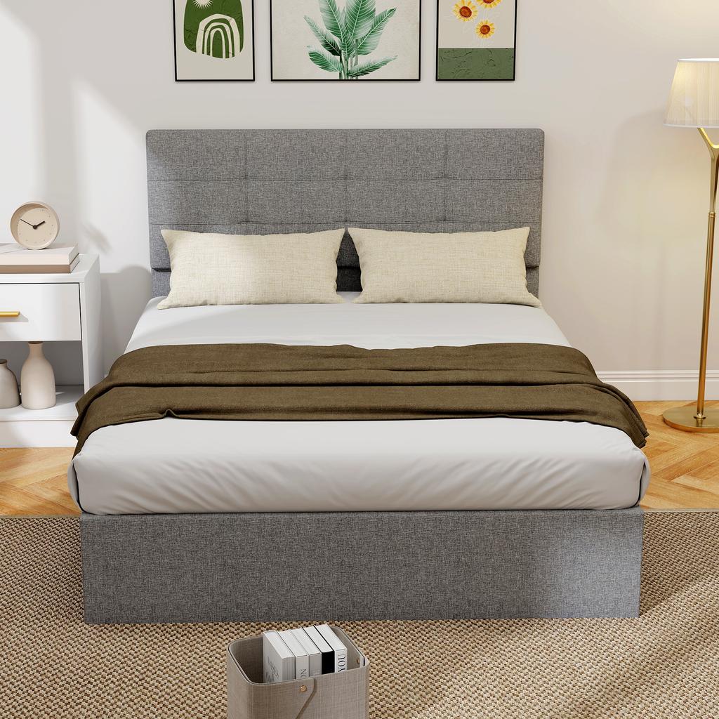 4ft6 Double Ottoman Bed with Gas Lift Storage - Grey