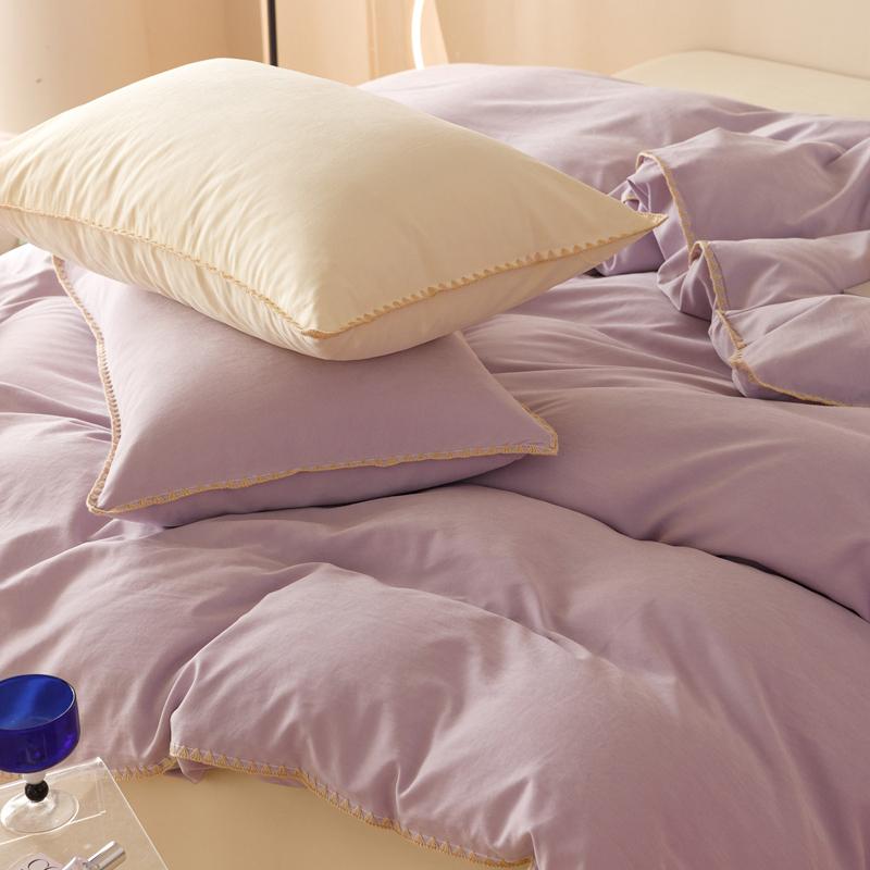 Purple Yellow Bedding Set Solid Color Duvet Cover Set With Pillowcases For Girls Bed Sheet Set for All Seasons