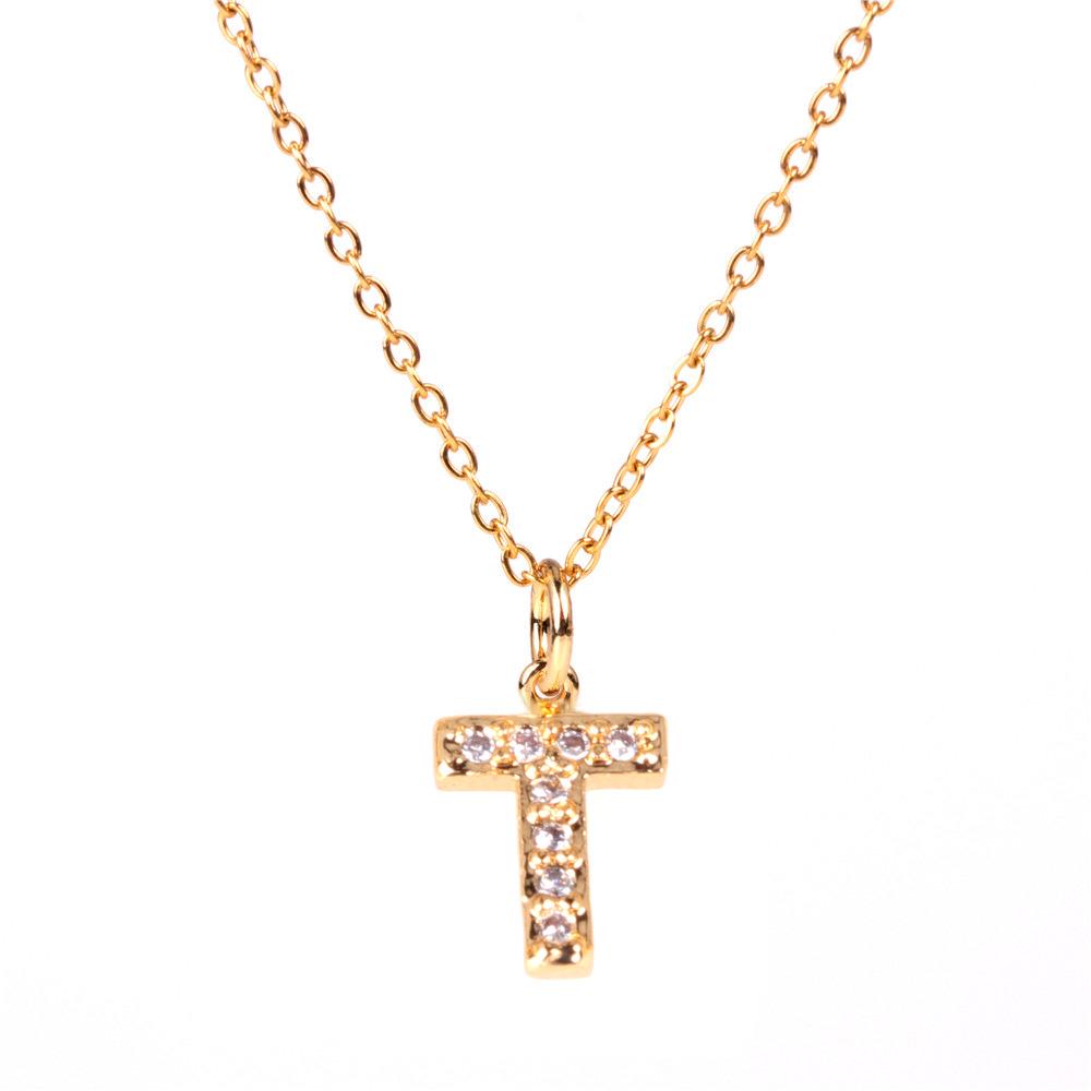 New Diamond Clavicle Necklace with 26 Alphabet Pendants - Stylish European and American Jewelry