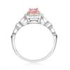 Pink Color Square Diamond Micro-setting Simulation Diamond Ring Princess Ladies Ball Edge Women's Ring