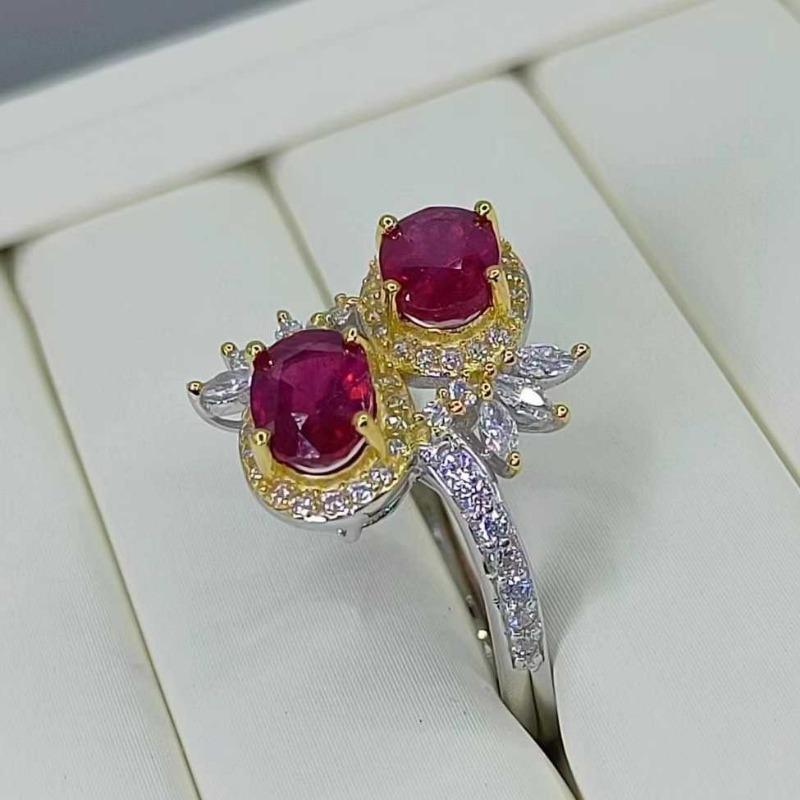 Sace Gems Ασημένιο 925 5*7mm Natual Ruby Rings for Women Cocktail Party Fine Jewelry Δώρο
