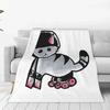 Gray Roller Cat Creative Design Light Thin Soft Flannel Blanket Roller Cat Cat Roller Skate Roller Derby Brandy Devoid#