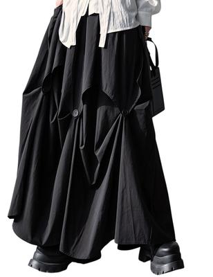Antiqua Asymmetrical Flare Long Layered Skirt for Women Onesize 05 Black [antiqua] - ANS-00126