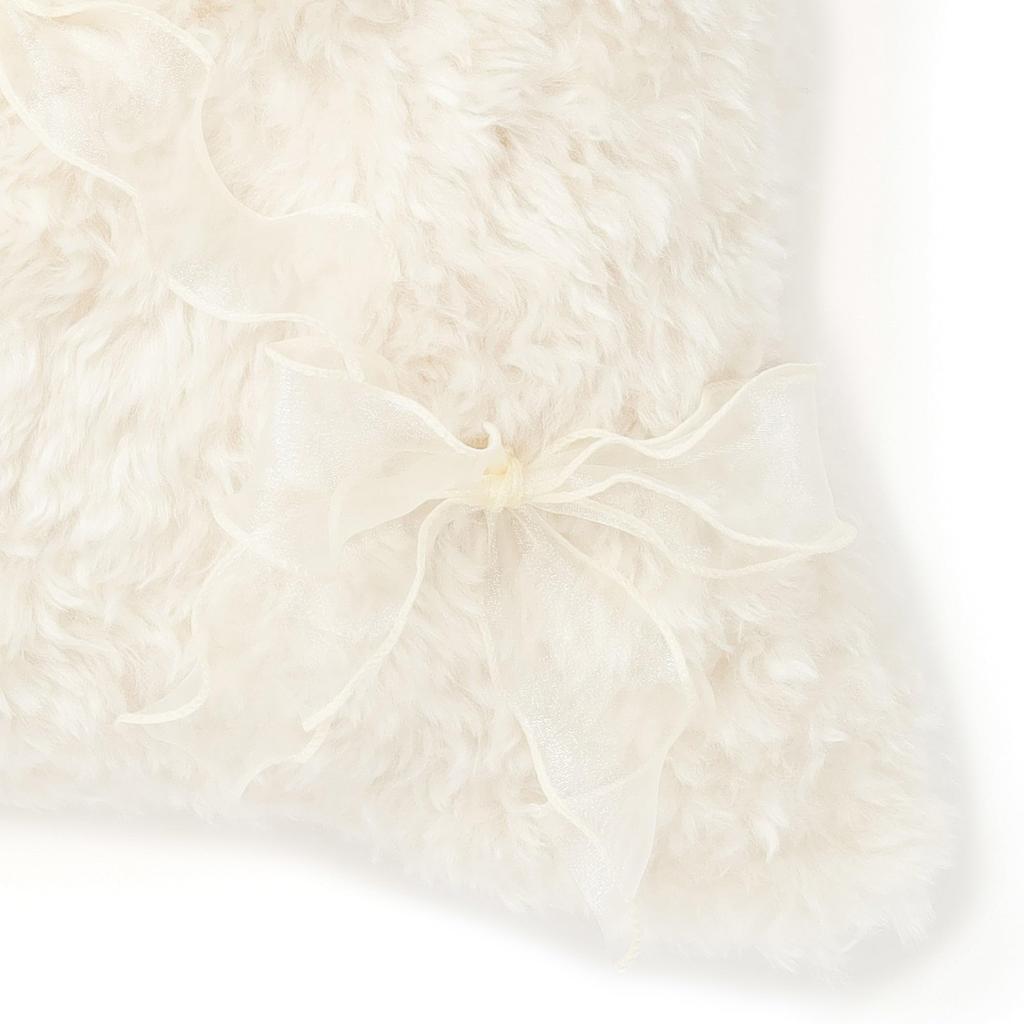 Poszewka na poduszkę z futra Francfranc, 45cm x 45cm, Kość słoniowa (E-010)