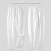 Harajuku Pure Linens Men's Pants Summer Joggers Pants Solid Color Drawstring Elastic Waist Pencil Long Pants Breathable Men Trousers