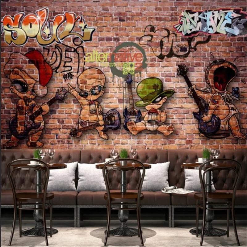 European Retro Mural Bar Industrial Decoration Wallpaper Restaurant Background Wall Paper Home Decor Mural
