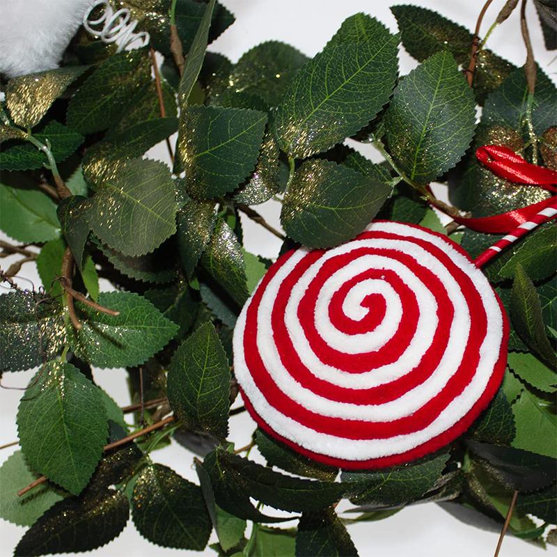 Christmas Stripe Pattern Design Fabric Art Handicrafts Xmas Tree Simulated Cane Candy Ornament Festival Decoration