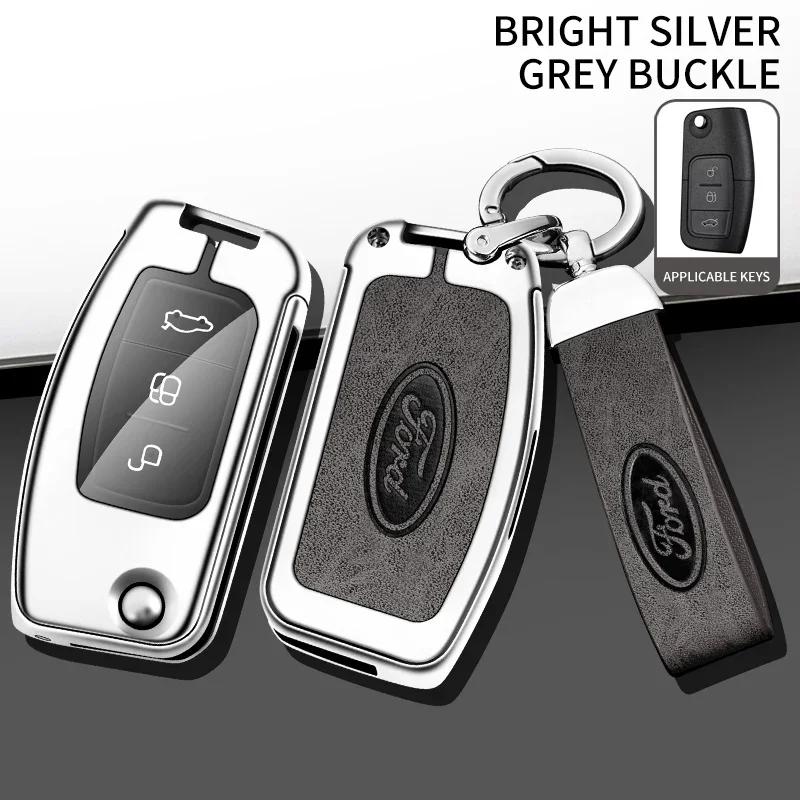 Autoaufkleber 2025 Heißes Leder Auto Schlüsselanhänger Hülle Schlüsselanhänger Schutzschale für Ford Fiesta Focus 2 C-Max Ecosport S-Max Fusion Mon