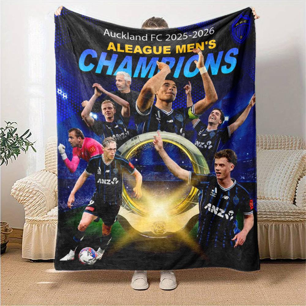 Auckland FC 2025‑2026 A‑League Champions Print Flannel Blanket Soft Warm Throw Blanket Soccer Fan Sofa Bed Decor