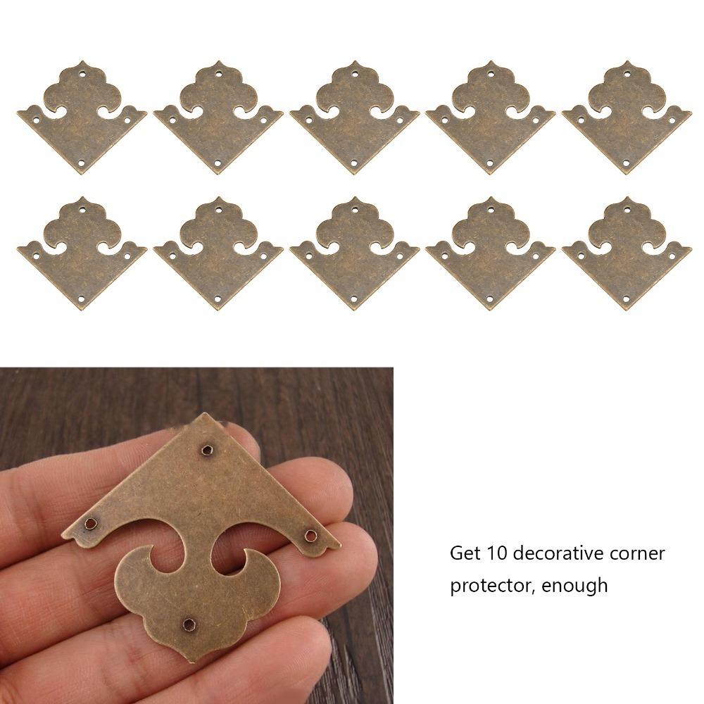 

10PCS One Sided Wooden Box Corner Decorative Cover Vintage Metal Book Corner Protector For Bookcase