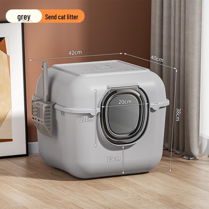 Fully Enclosed Large Flip-Top Cat Litter Box with High Walls - Anti-Splash, Easy to Clean