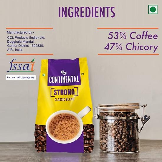 Continental Strong Instant Coffee Powder | 5 * 200g Pouch (1 Kg) | Instant Coffee with Bold Flavor | Rich Aroma | Perfect for Espresso, Cappuccino