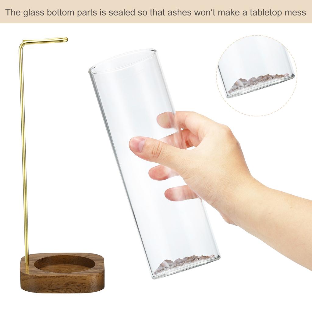 Incense Holder Modern Incense Burner with Removable Glass Ashes Catcher Incense Sticks Base for Room Decor Yoga Meditation