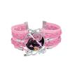 1Pc Demon Hunters KPOP Cartoon Time Gem Bracelet, Leather Braided Blue Multi Layer