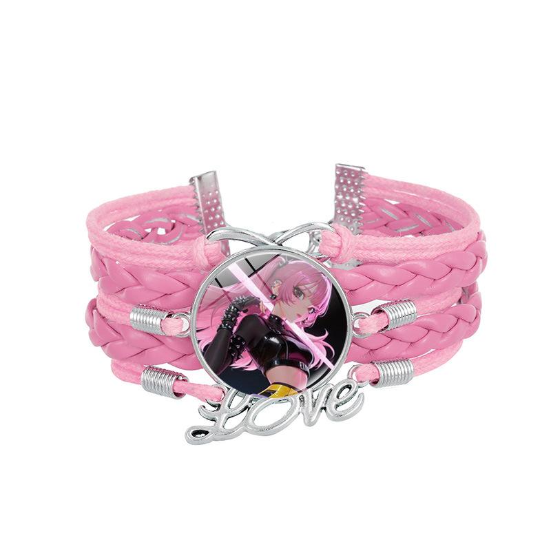 1Pc Demon Hunters KPOP Cartoon Time Gem Bracelet, Leather Braided Blue Multi Layer