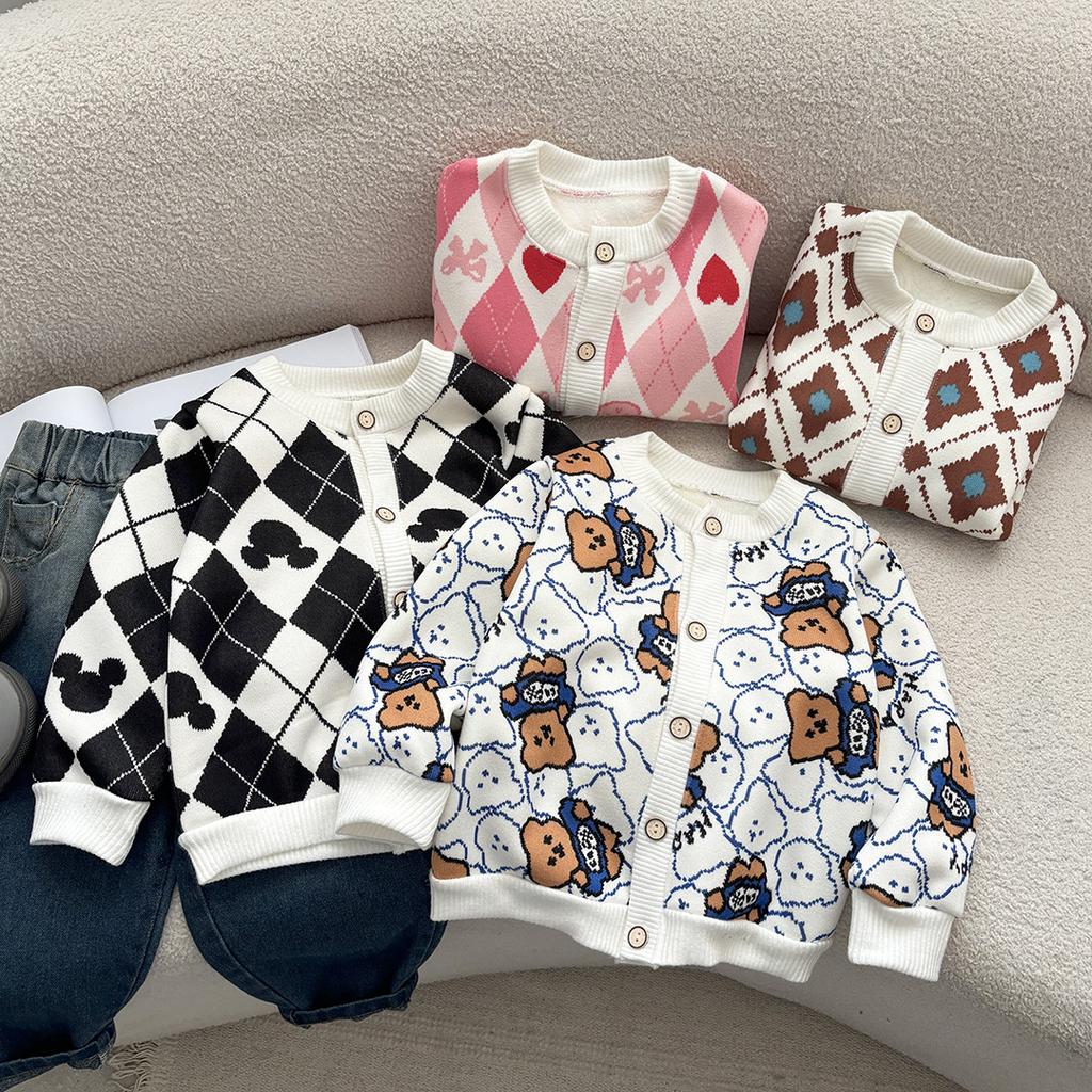 2025 Neuer Herbst Winter Kindermantel Strickjacken Jungen Mädchen Pullover Warme Strickjacken Baby Verdickte Oberbekleidung Pullover