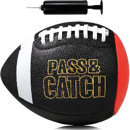 PassCatch Composite Training Football, Peewee Size, Youth Size(Ages 5-13) & Official Size(Ages 14+), Enhance Solo Passing Catching Skills(with Pump)