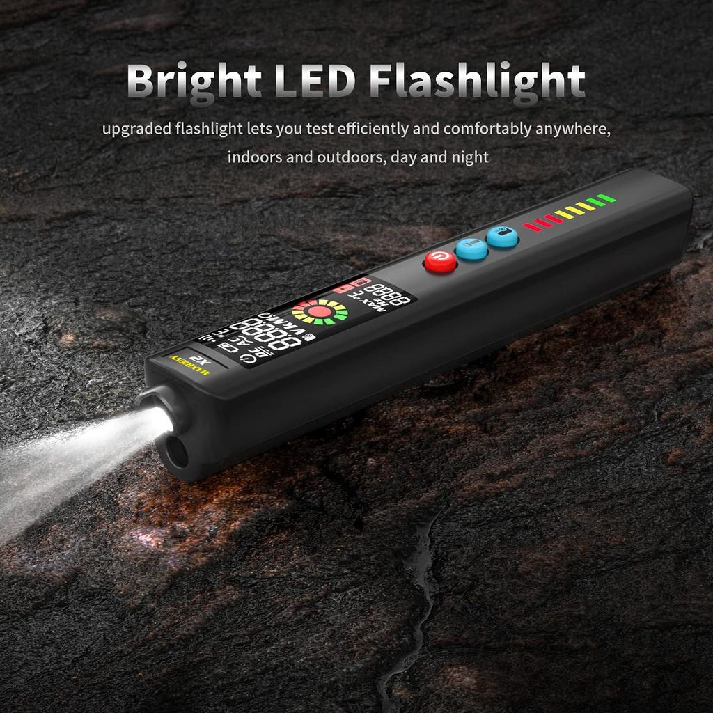 MAXRIENY Voltage Tester with Color Integrated Infrared Thermometer and Multimeter for and BBQ 3-Line Screen, Automotive, Home, Cooking,