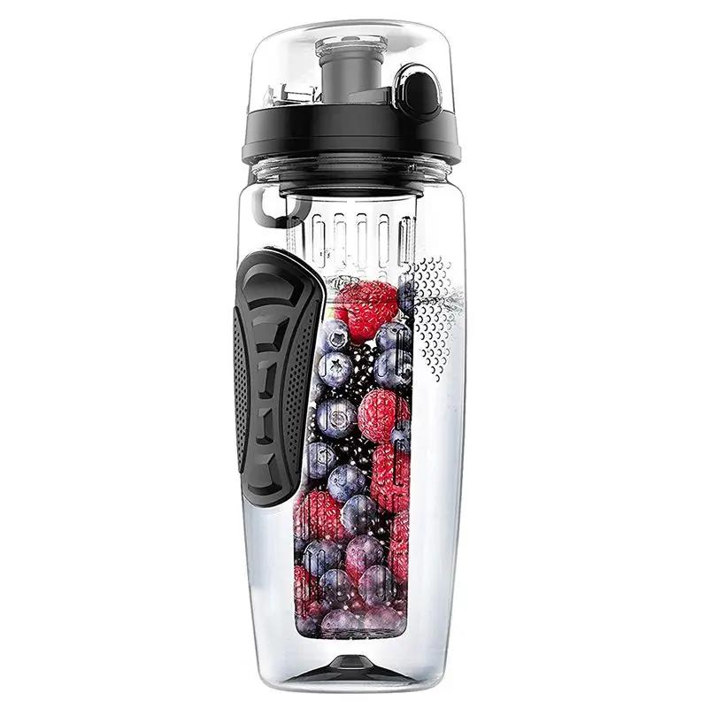 Fruit infused water bottle, plastic sports detox healthy, 1000ml, 32oz. none чёрный