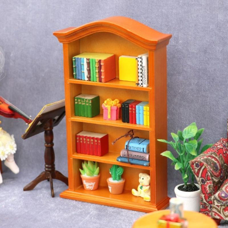 1/12 Puppenhaus Dekoration Miniatur Bücherregal Möbelmodell Realistisches Bücherregal für Spielszene Möbel Kinderpuppen Zubehör