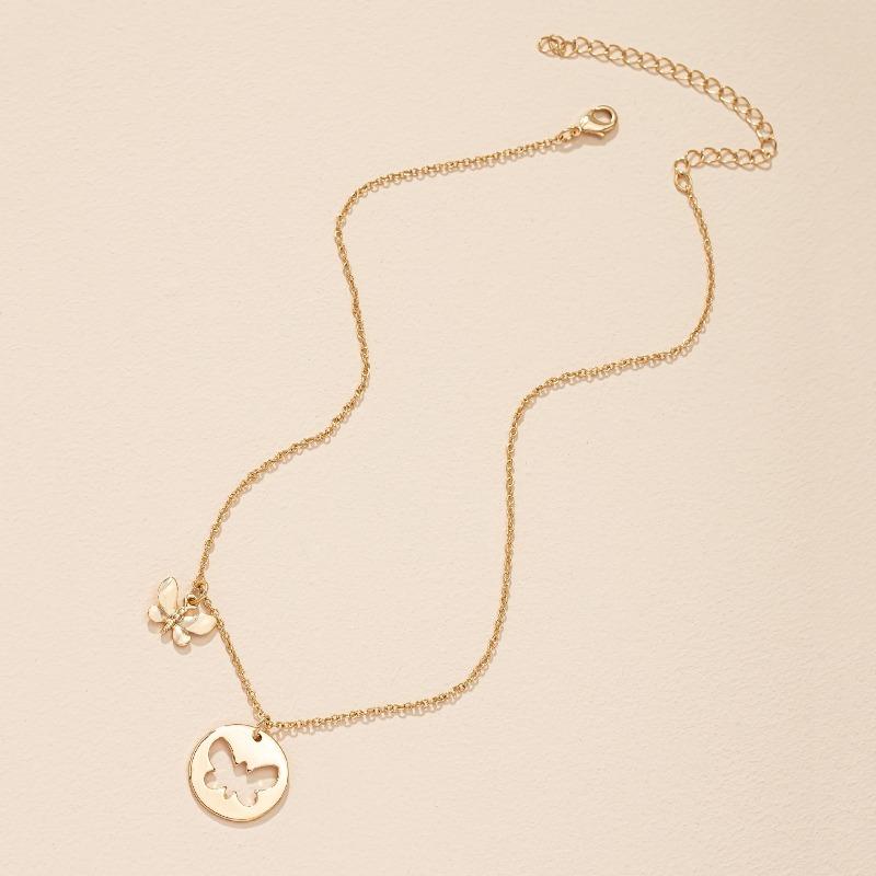 A Golden Butterfly Puzzle Hollowed Out Golden Necklace Stylish, Simple and Elegant