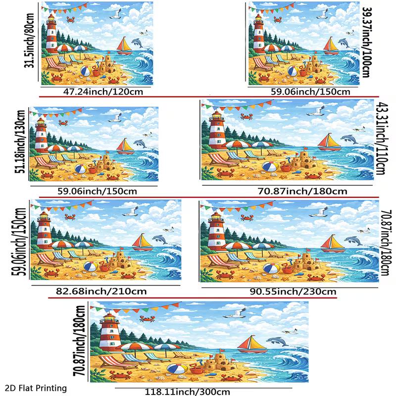 2D Summer Beach Scene with Crab & Dolphin Photoshoot Background