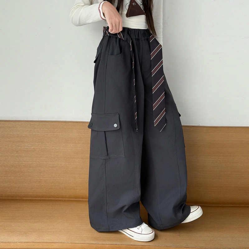 2025 Locker geschnittene Cargohosen für Mädchen: Vielseitige, trendige gerade Hose für Frühling & Herbst