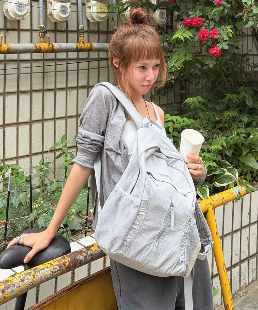 Masmarulez Curved Shirring Backpack_Silver Gray