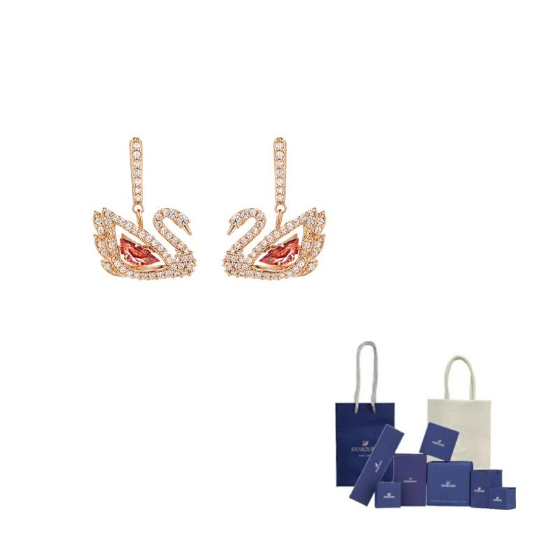 Swarovski Lifelong Bow Faux Crystal Earrings Womens Original Brand Box And Bag красный
