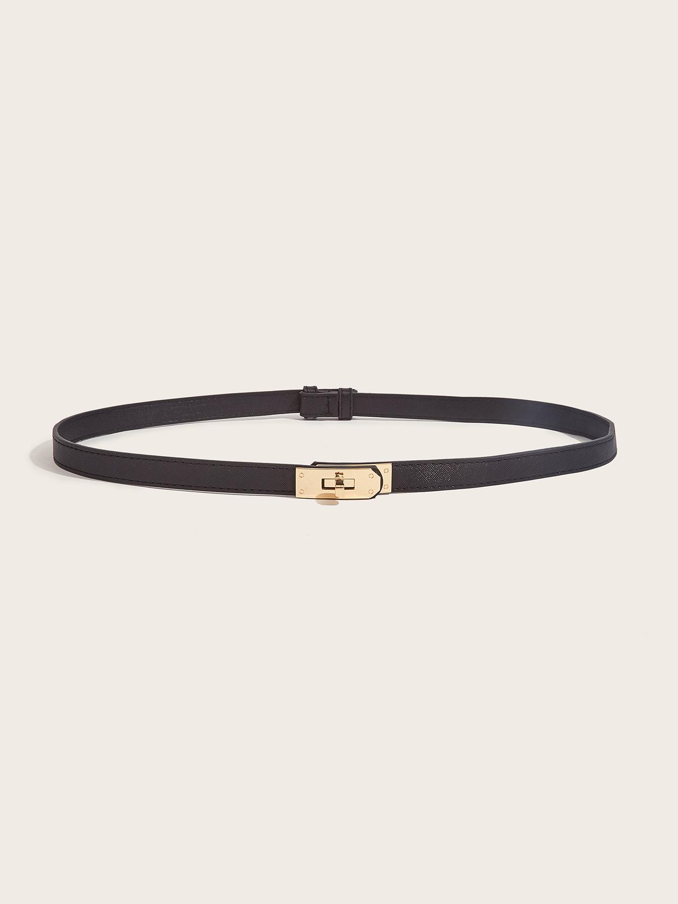 

Versatile And Belt Slimming Narrow Waist Belt With Cross Grain Lock Buckle Women чорний