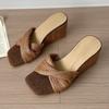 Fashion Designer Pleated Women's Slippers Weave Wedges Shoes Fashion Casual Sandals 2025 Summer New Flip Flops Dress Sandalias De Mujer