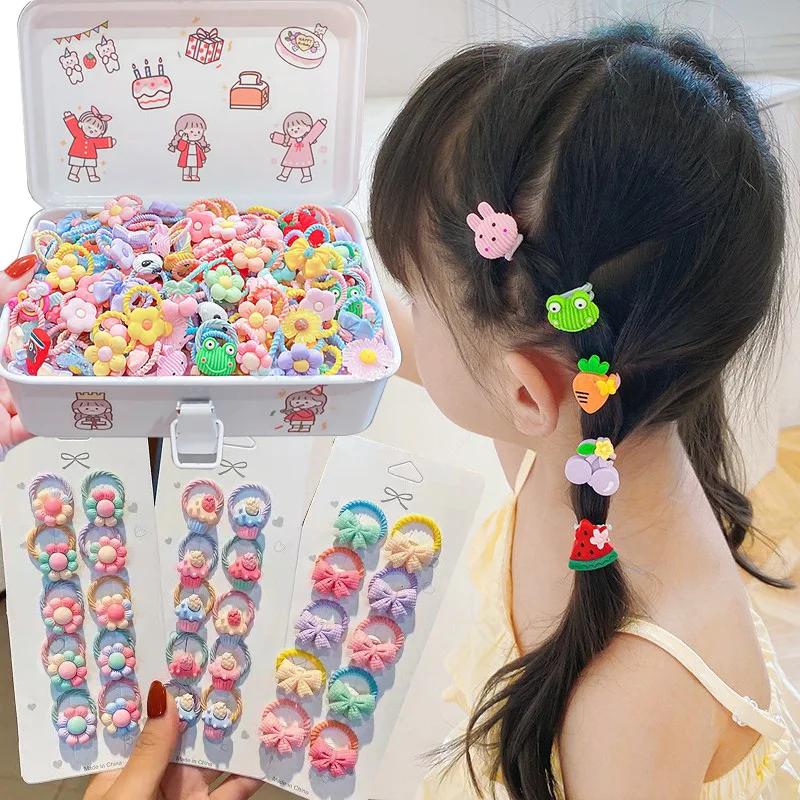 10Pcs Flower Elastic Hair Ties Sweet Cute Floral For Girls Ponytail Holder Headbands Kids Small Scrunchies Hair Accessories