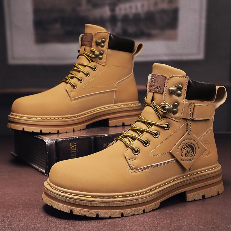 Outdoor men's tooling boots autumn and winter new high-top casual small yellow boots trendy fashion Martin boots 0227
