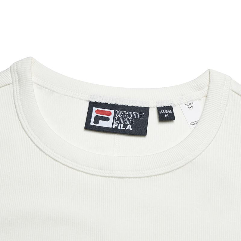 FILA White Fashion Classic Simple Basic Trendy Casual Versatile Comfortable Slim Knit Short Sleeve T-Shirt Women tops Cloud-White F11W623121FWT