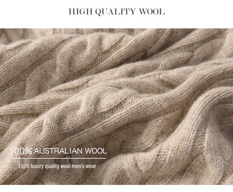 Men's Cashmere Pullover Sweater - 2022 Autumn/Winter, Loose Fit, Half High Neck, Plus Size, Solid Color Knitwear