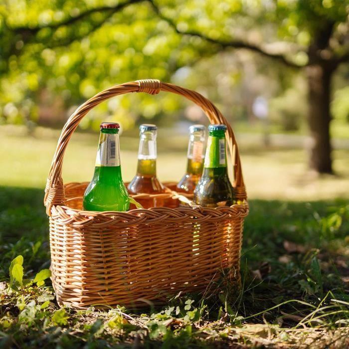 Panier à Bouteilles - CREATIVE HOME - 6 compartiments - 33 x 23 x 36 cm - Osier - Marron