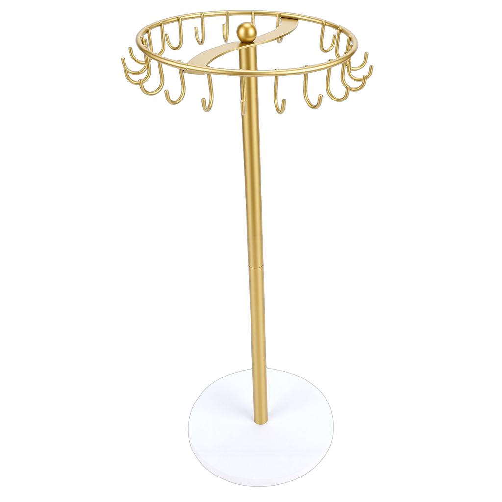 Necklace Holder Metal Necklace Display Wood Base with 22 Hooks Jewelry Home Decoration for Women