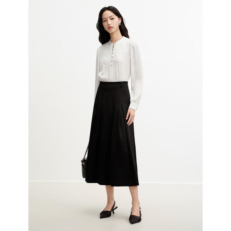 JUZUI Simple Commuter Triacetate A-Line Skirt